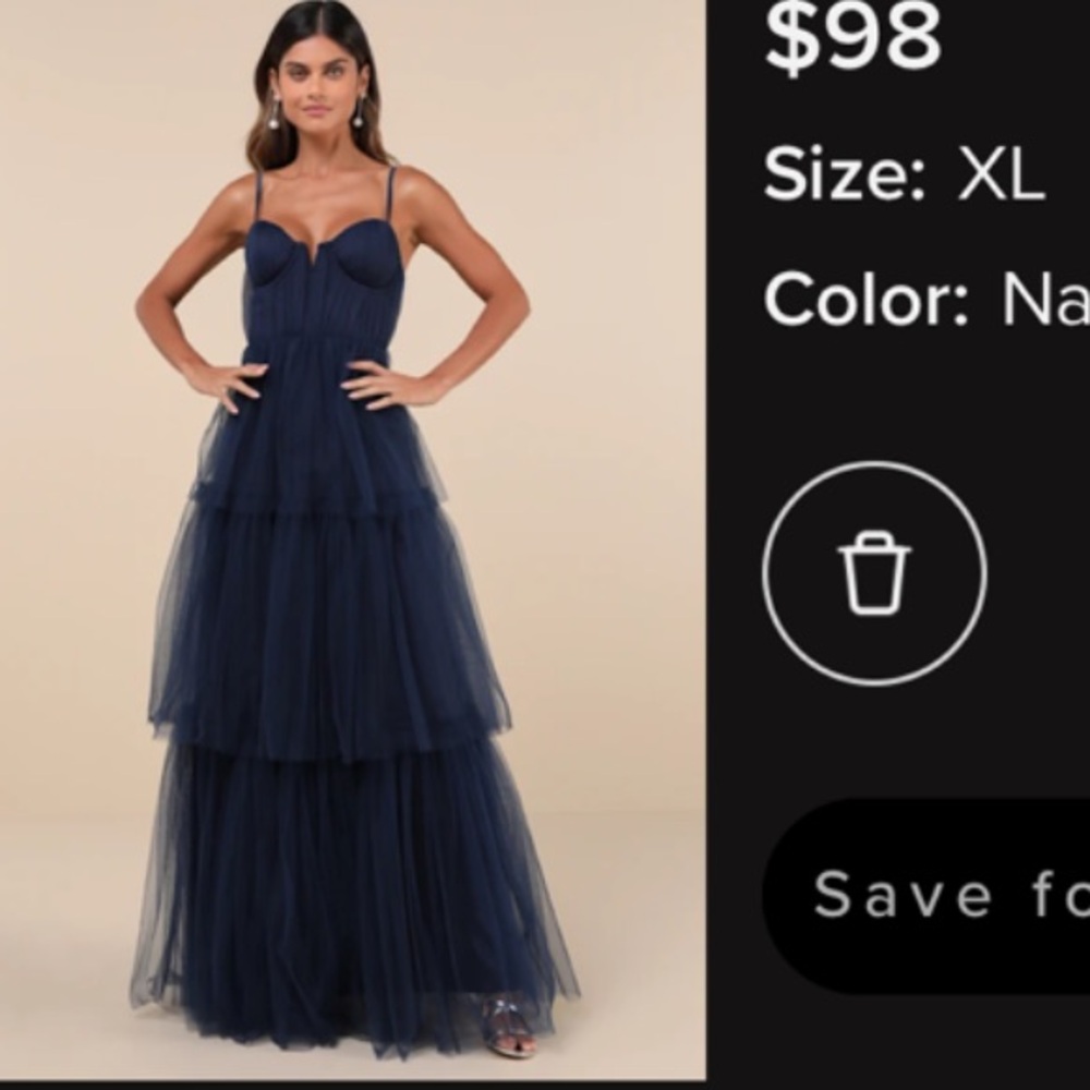 Lulus navy blue tulle bustier tiered maxi